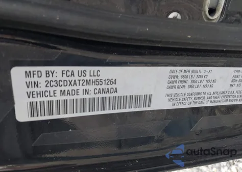 2021 Dodge Charger Police Rwd z USA, uszkodzony, nr VIN 2C3CDXAT2MH551264